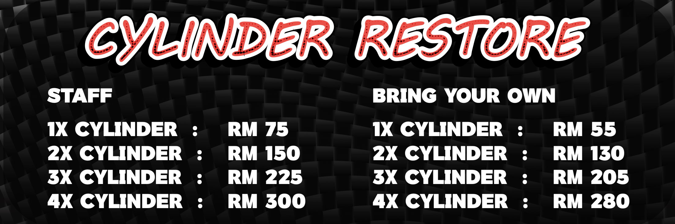 Cylinder Restore Prices